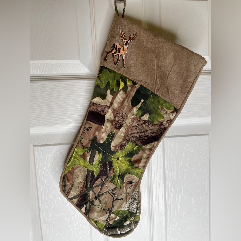 Camouflage Christmas Stocking with Deer Embroidery 🎄